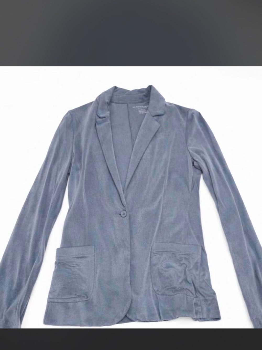 Soft Blue Velour Single-Button Blazer